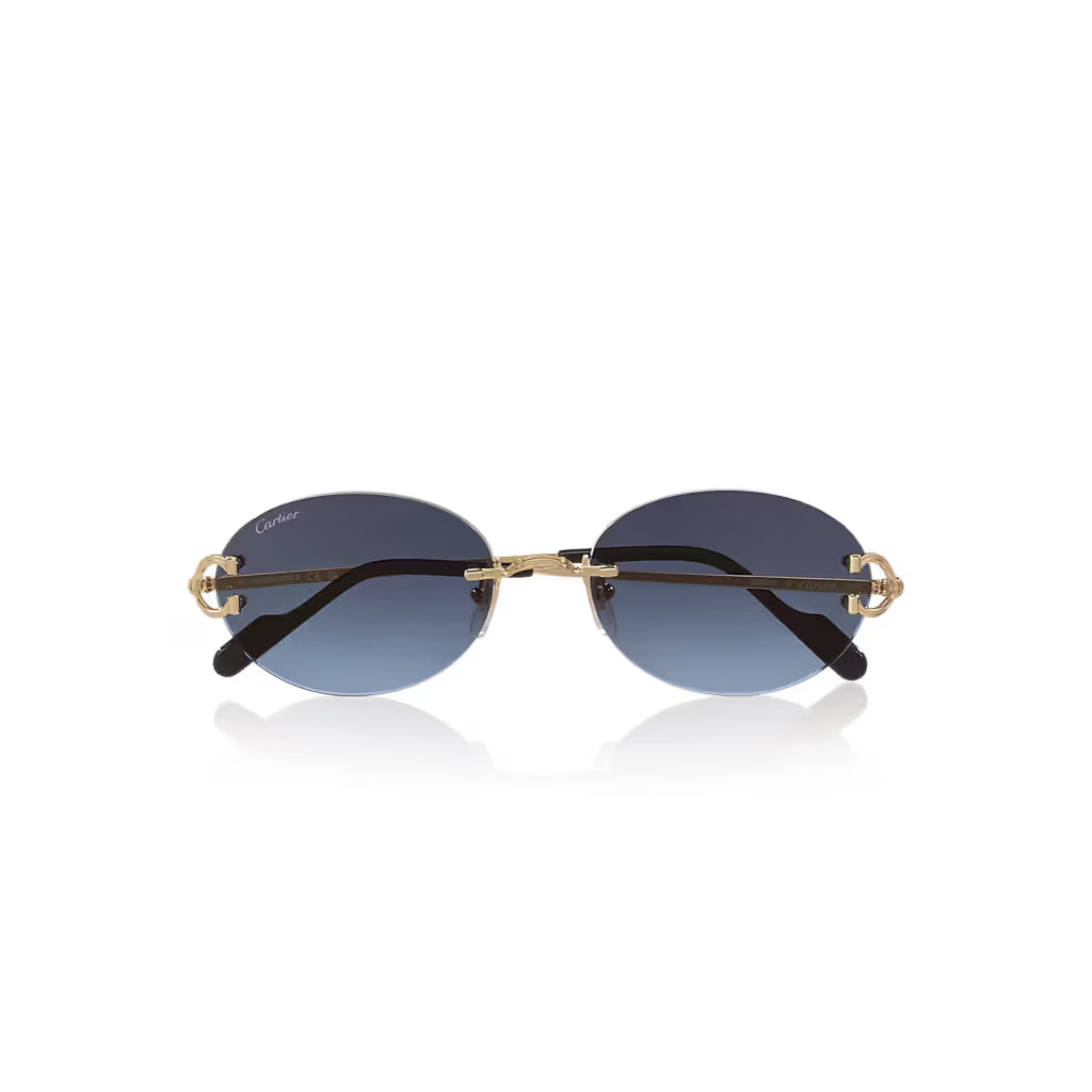 Lunettes de soleil Cartier - Monture Dorée - Verres Bleu