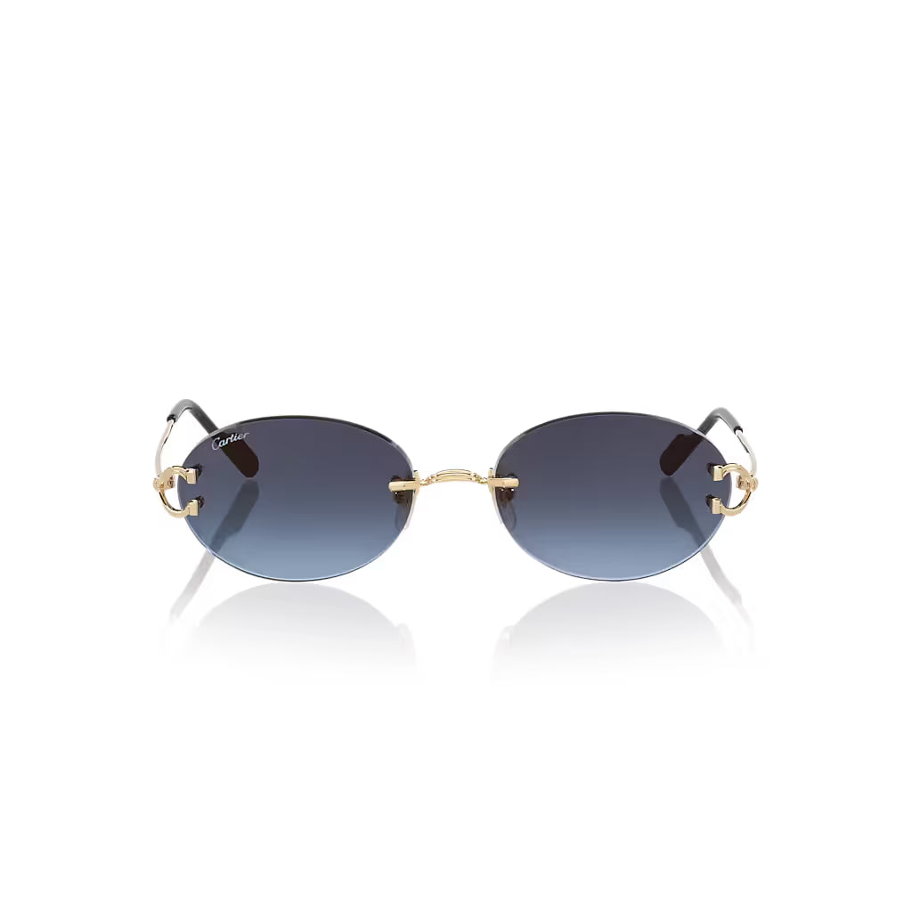 Lunettes de soleil Cartier - Monture Dorée - Verres Bleu