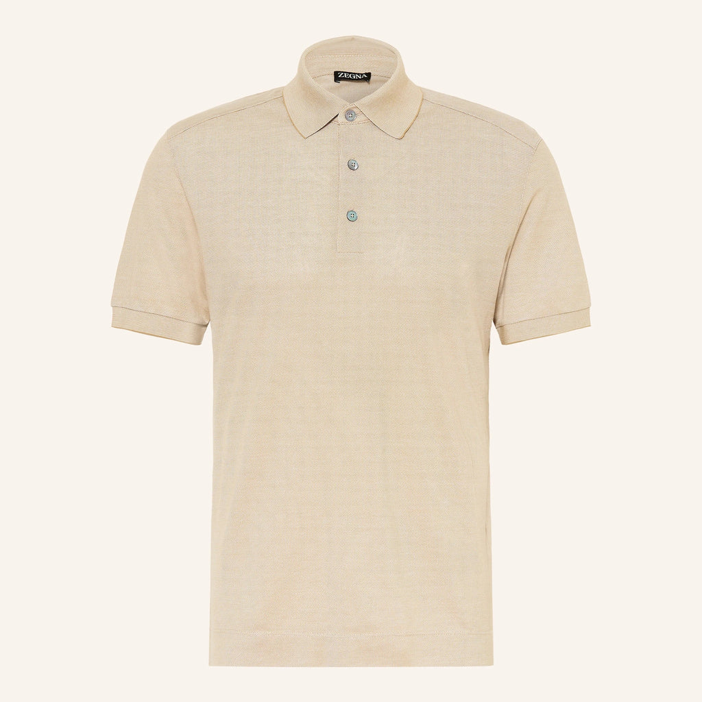 Polo Zegna - En piqué et soie - Beige
