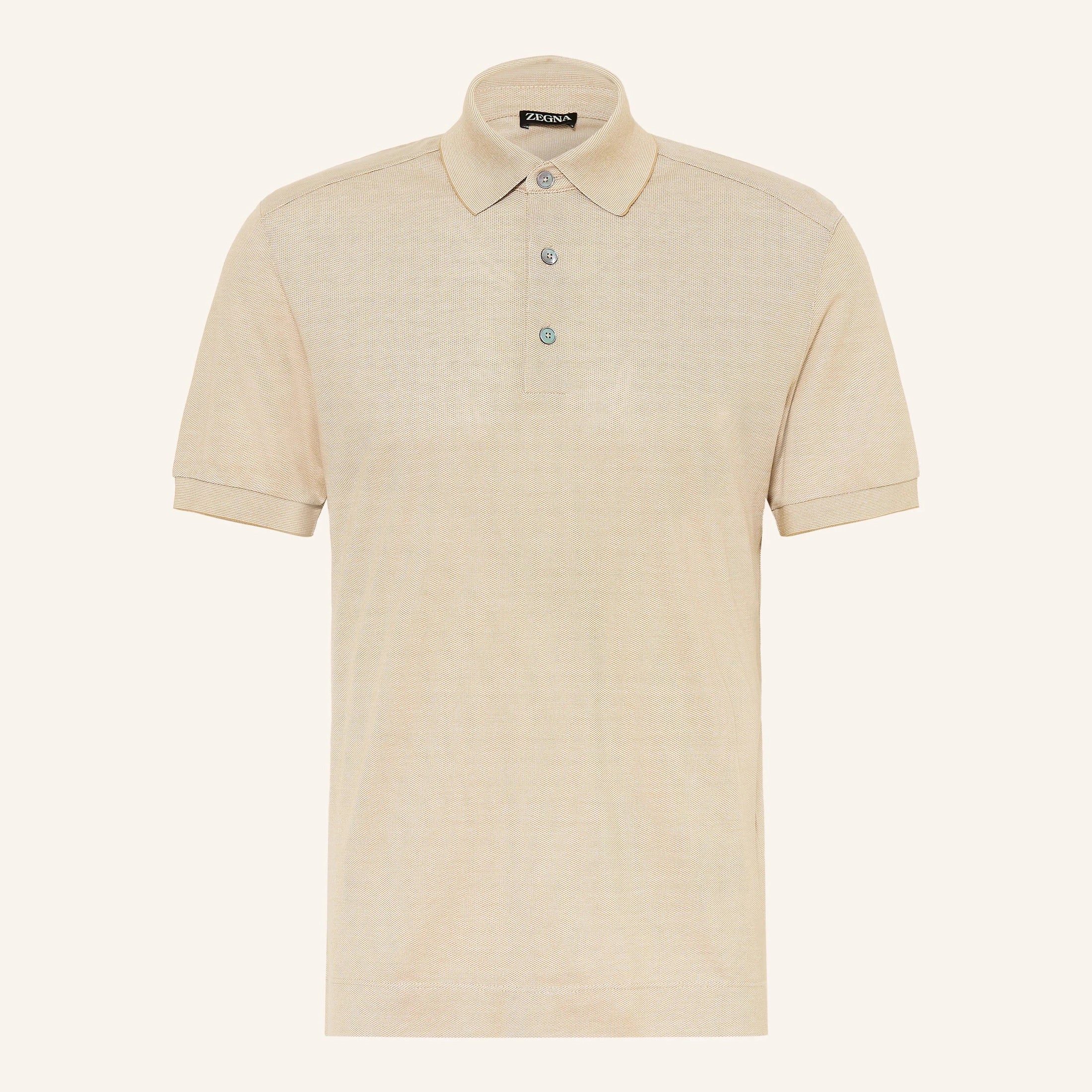 Polo Zegna - En piqué et soie - Beige