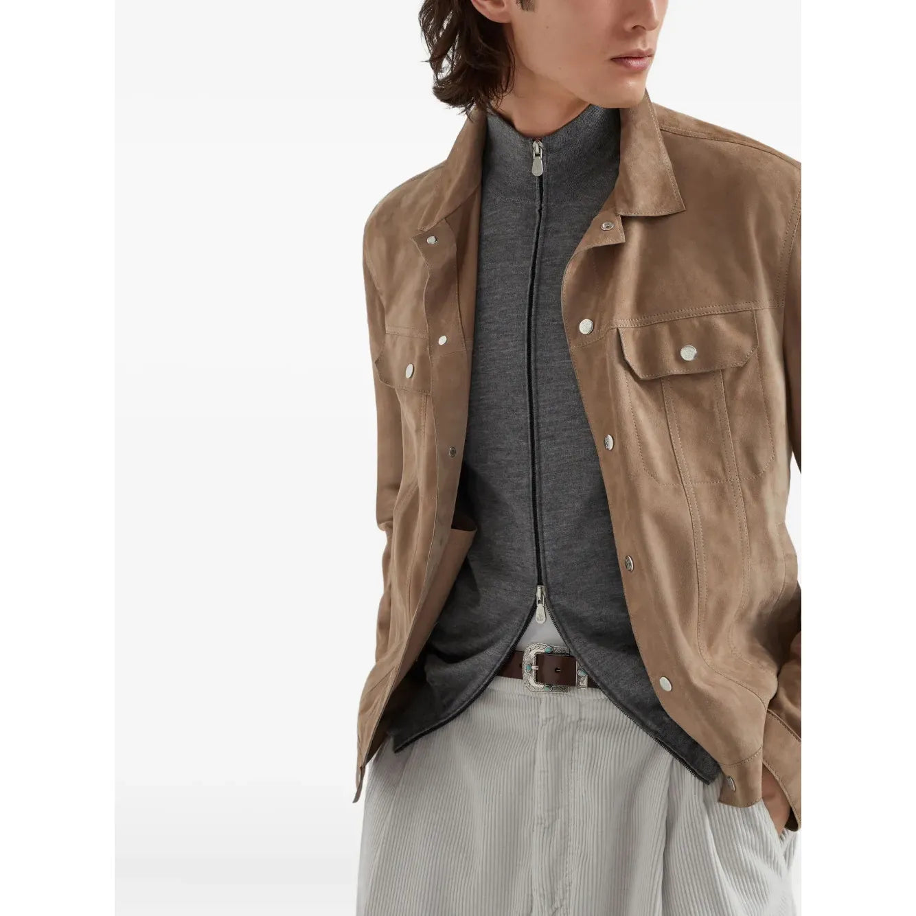 Cardigan Brunello Cucinelli - Cachemire & Soie - Gris