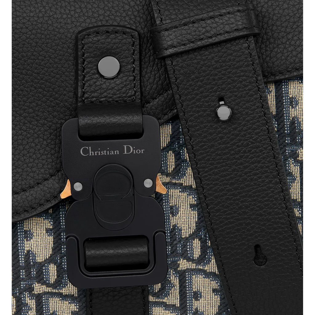 Sacoche Dior - Messenger à rabat Saddle - Beige et Noir