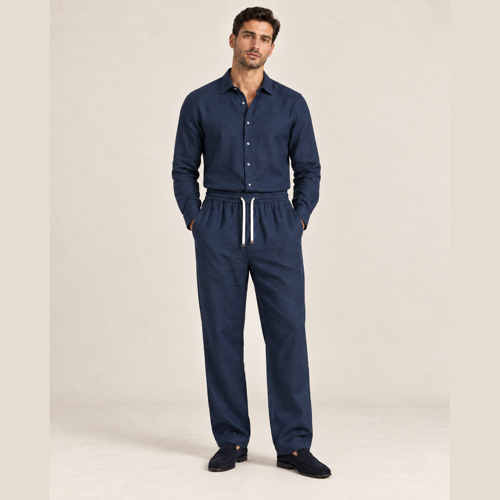 Pantalon Loro Piana - Lin - Bleu Marine