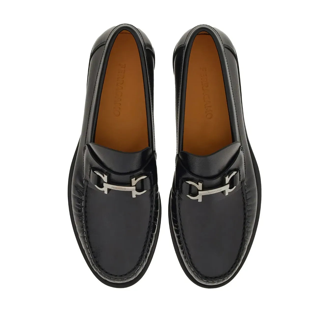 Mocassin Ferragamo - Cuir à boucles Gancini - Noir
