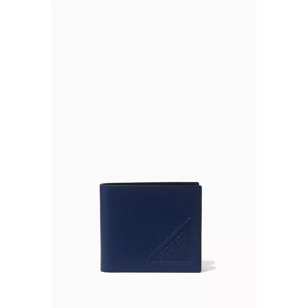 Portefeuille Prada - Cuir - Logo en relief - Bleu