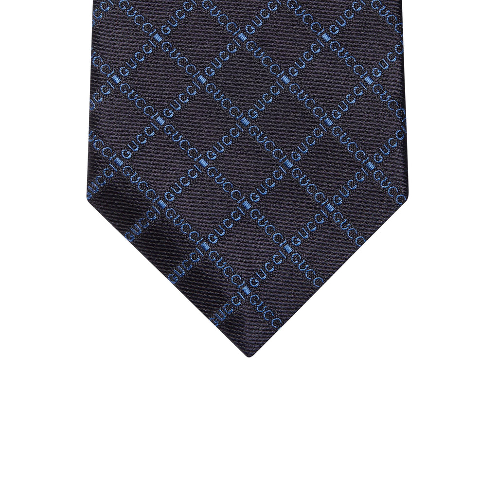 Cravate Gucci - en jacquard de soie à logo Gucci - Bleu Marine