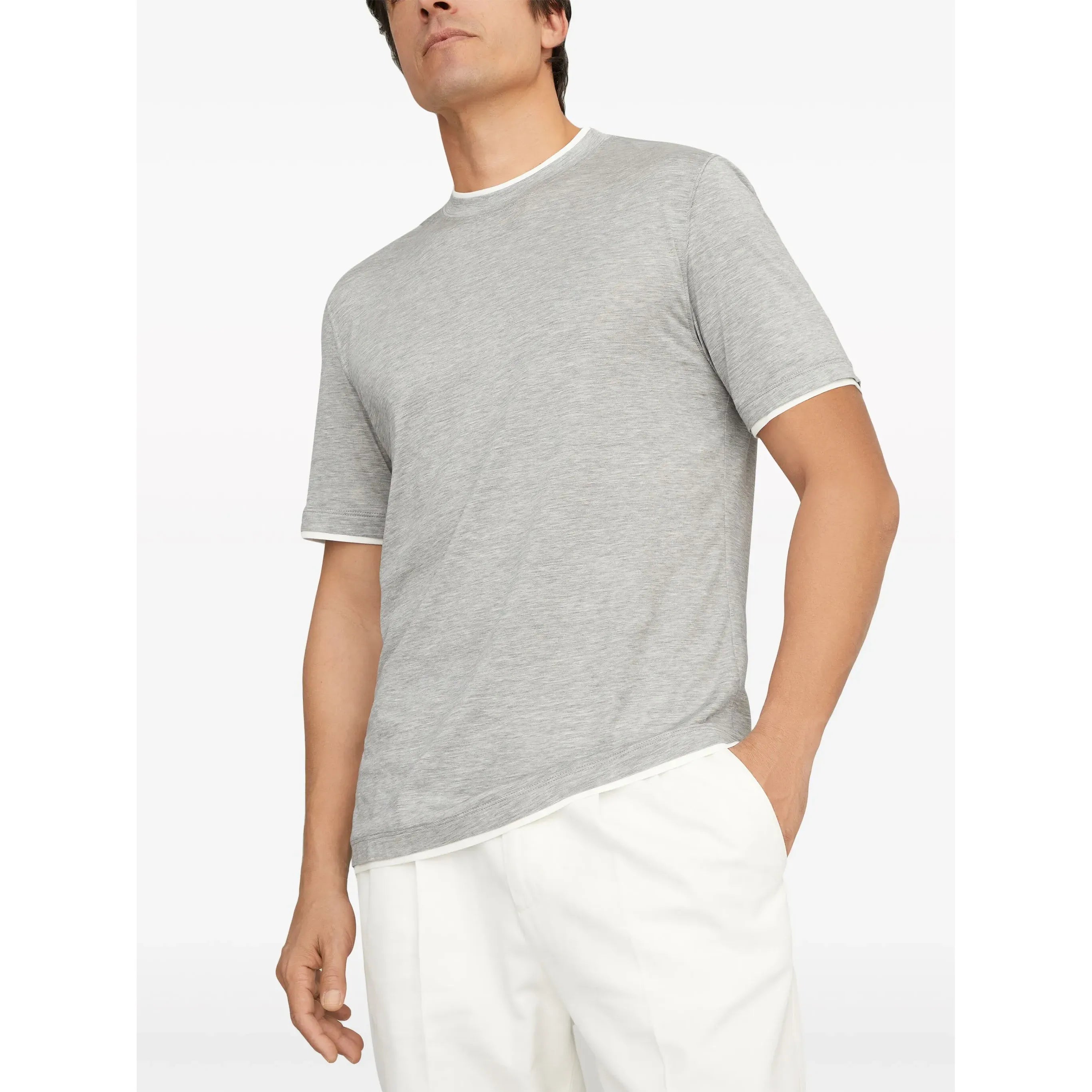 T-Shirt Brunello Cucinelli - Coton - Gris
