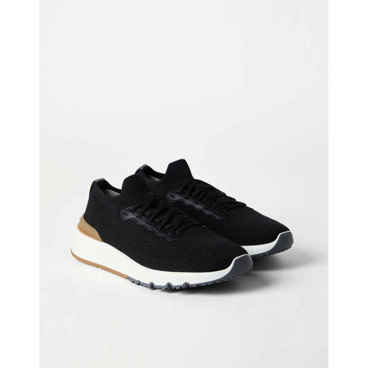 Espadrilles Brunello Cucinelli - Leather-Trimmed Stretch-Knit - Noir