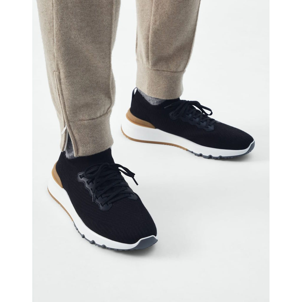 Espadrilles Brunello Cucinelli - Leather-Trimmed Stretch-Knit - Noir