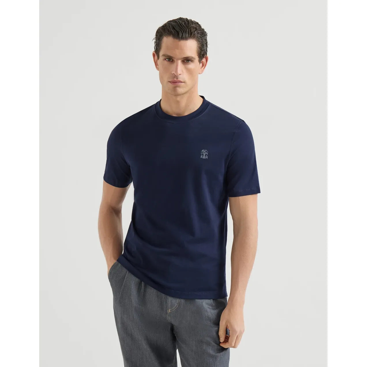 T-Shirt Brunello Cucinelli - Coton - Bleu Marine