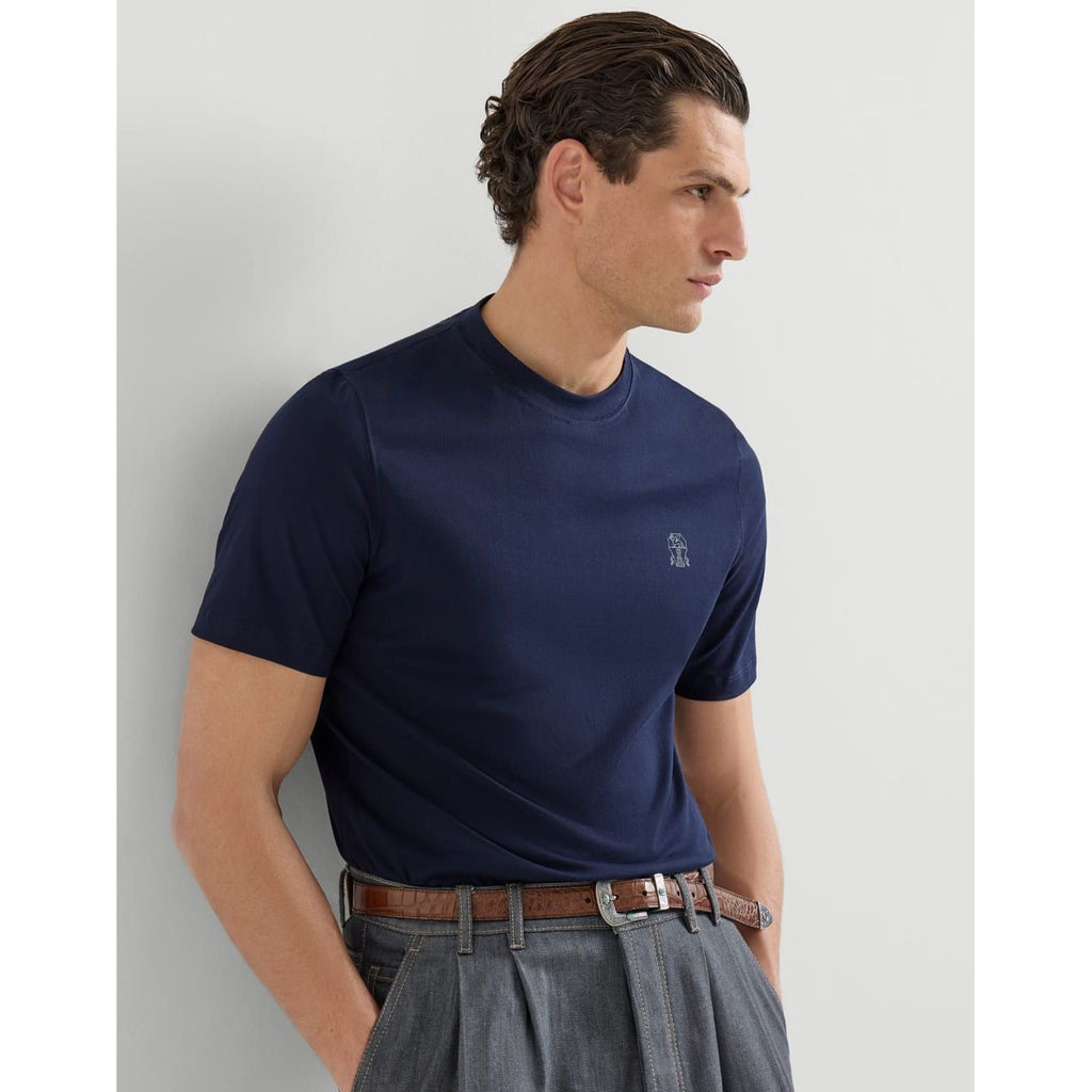 T-Shirt Brunello Cucinelli - Coton - Bleu Marine
