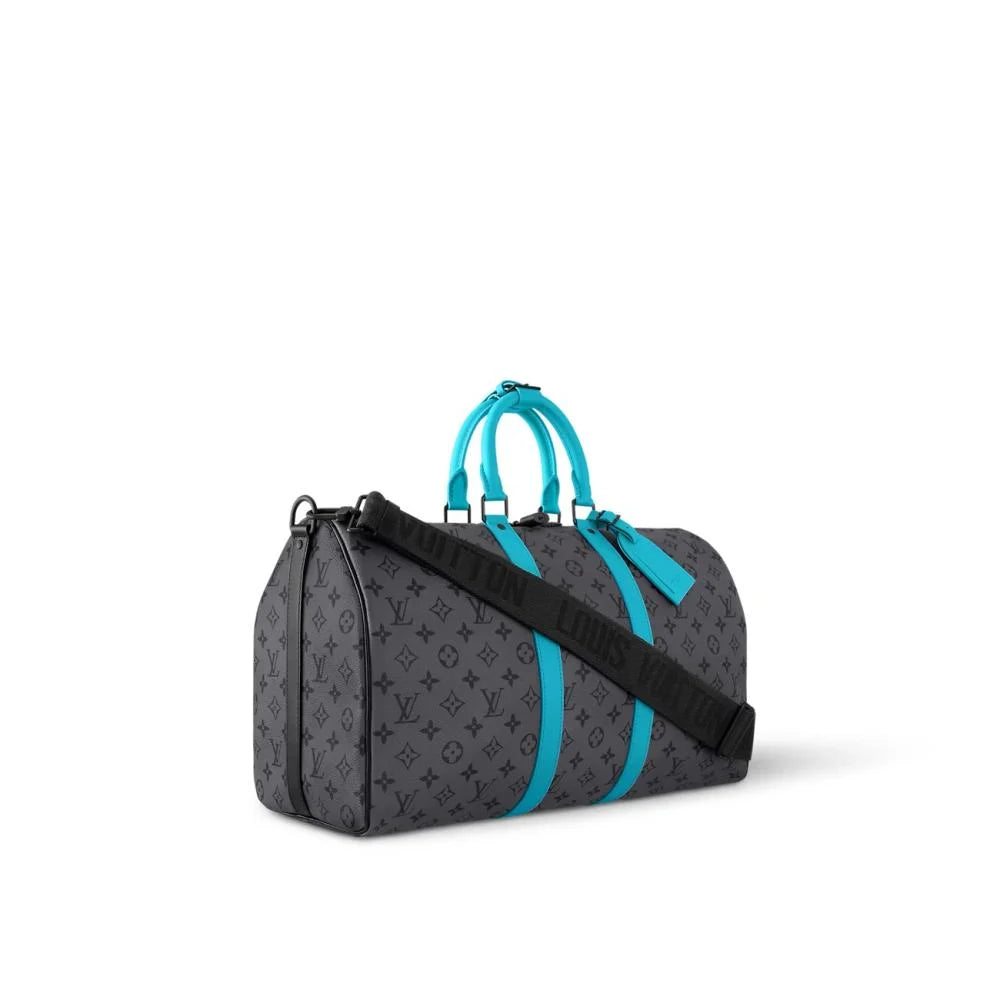 Sac de voyage Louis Vuitton - Keepall Bandoulière 45 - Toile Monogram Éclipse Turquoise