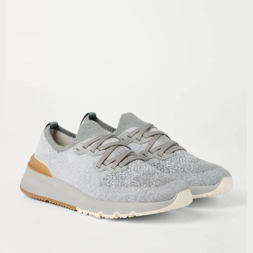 Espadrilles Brunello Cucinelli - En maille de coton technique - Gris clair
