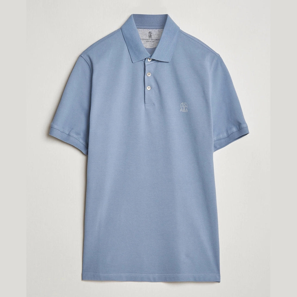 Polo Brunello Cucinelli - Coton - Bleu Ciel