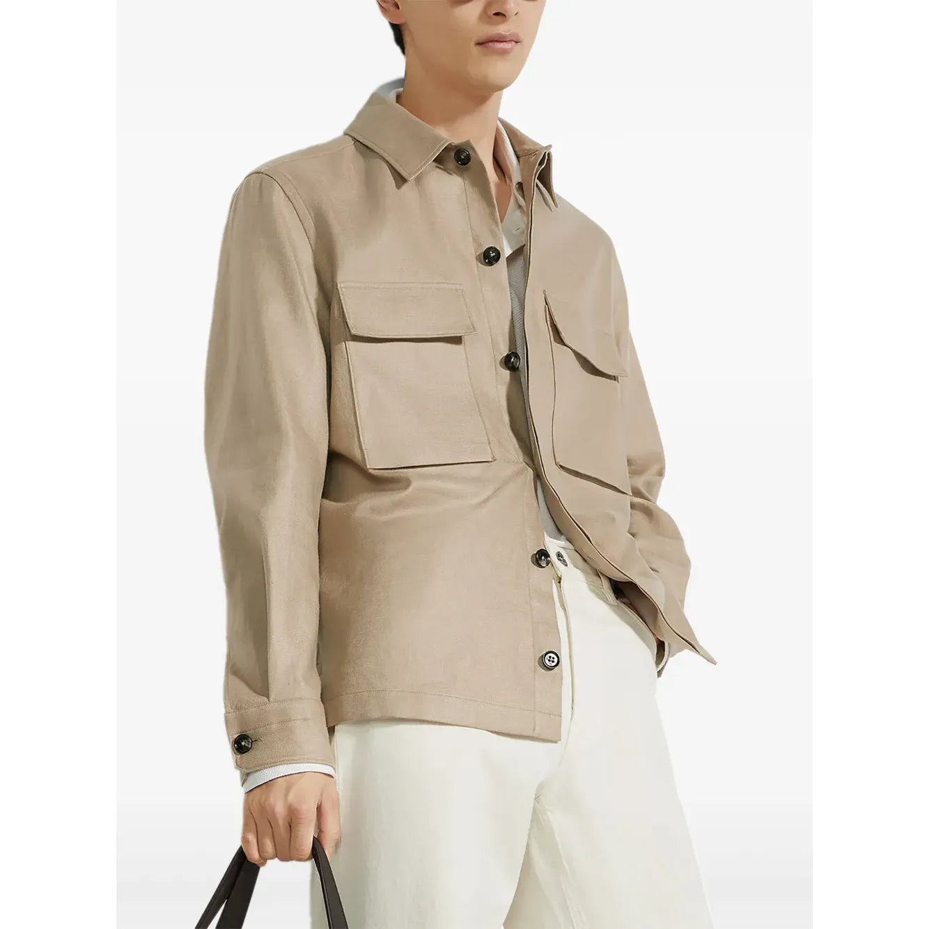 Chemise Zegna en lin à manches longues - Beige