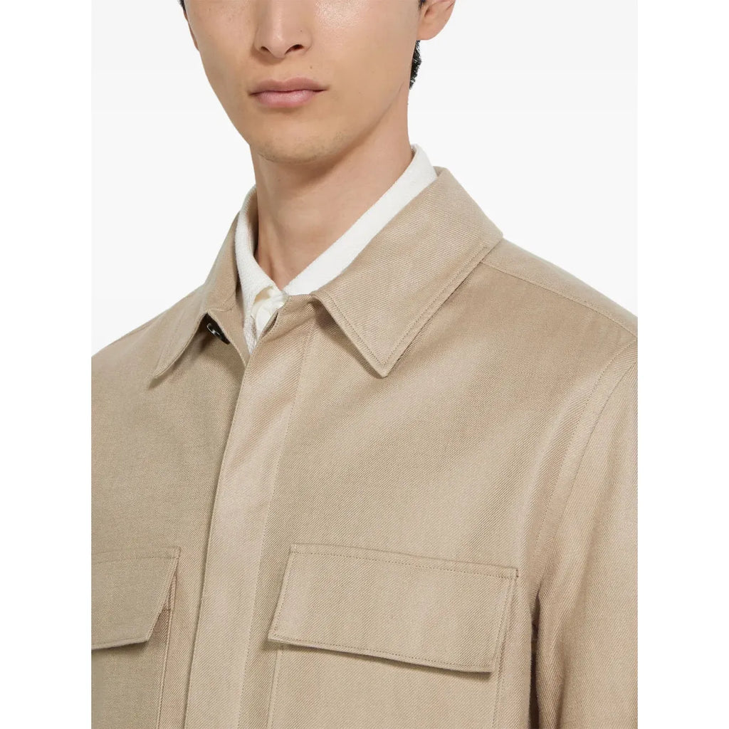 Chemise Zegna en lin à manches longues - Beige