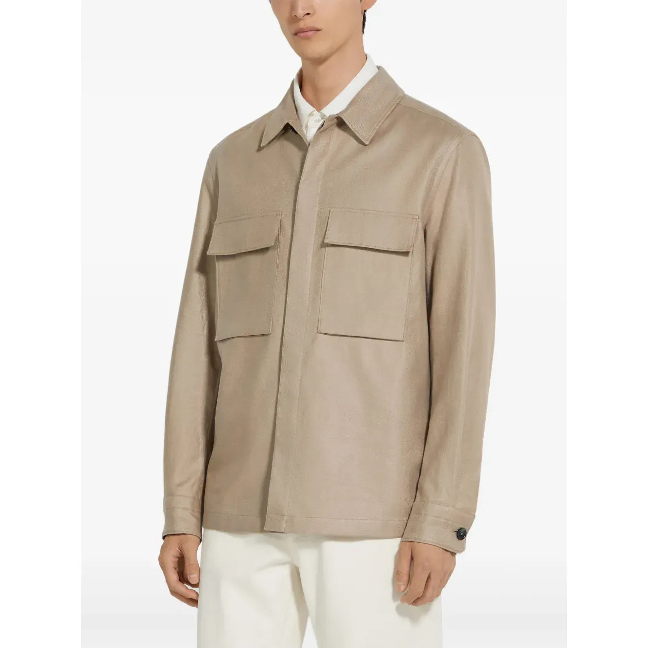 Chemise Zegna en lin à manches longues - Beige