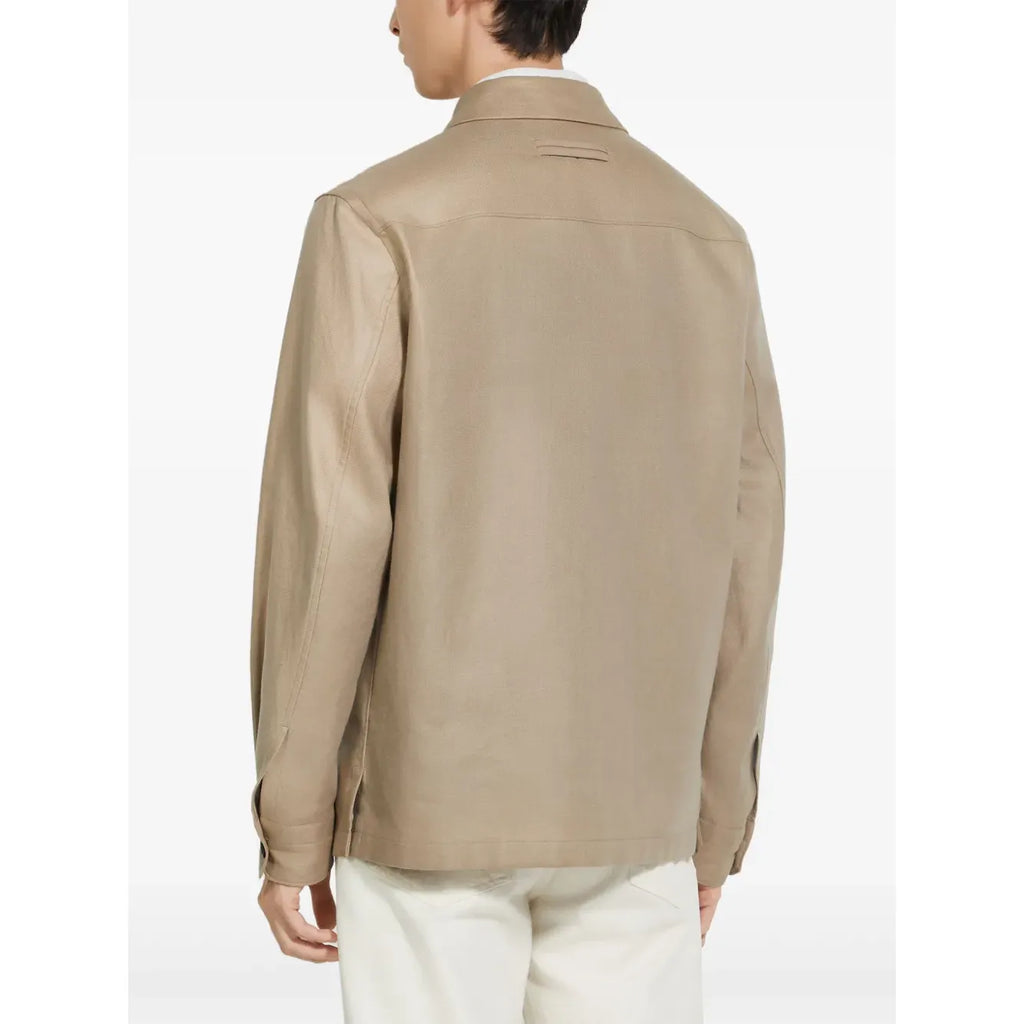 Chemise Zegna en lin à manches longues - Beige