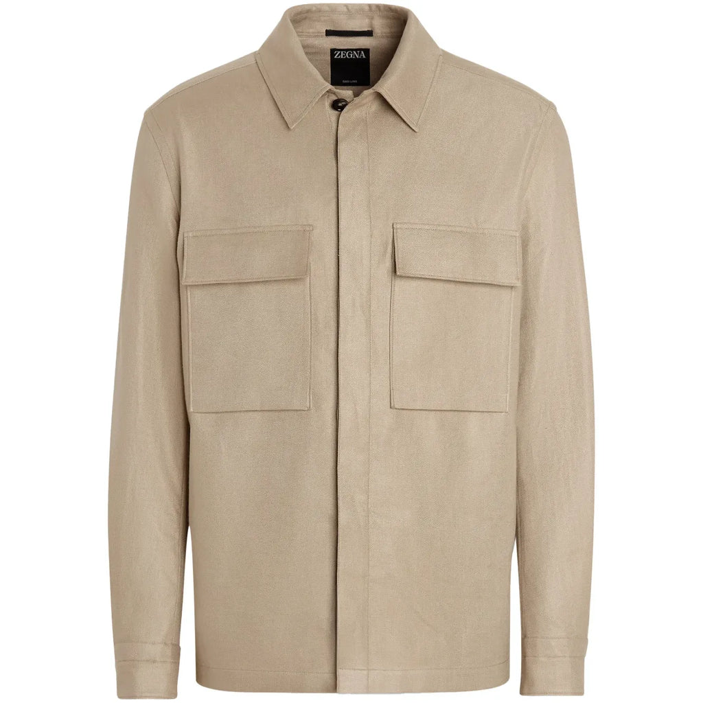 Chemise Zegna en lin à manches longues - Beige