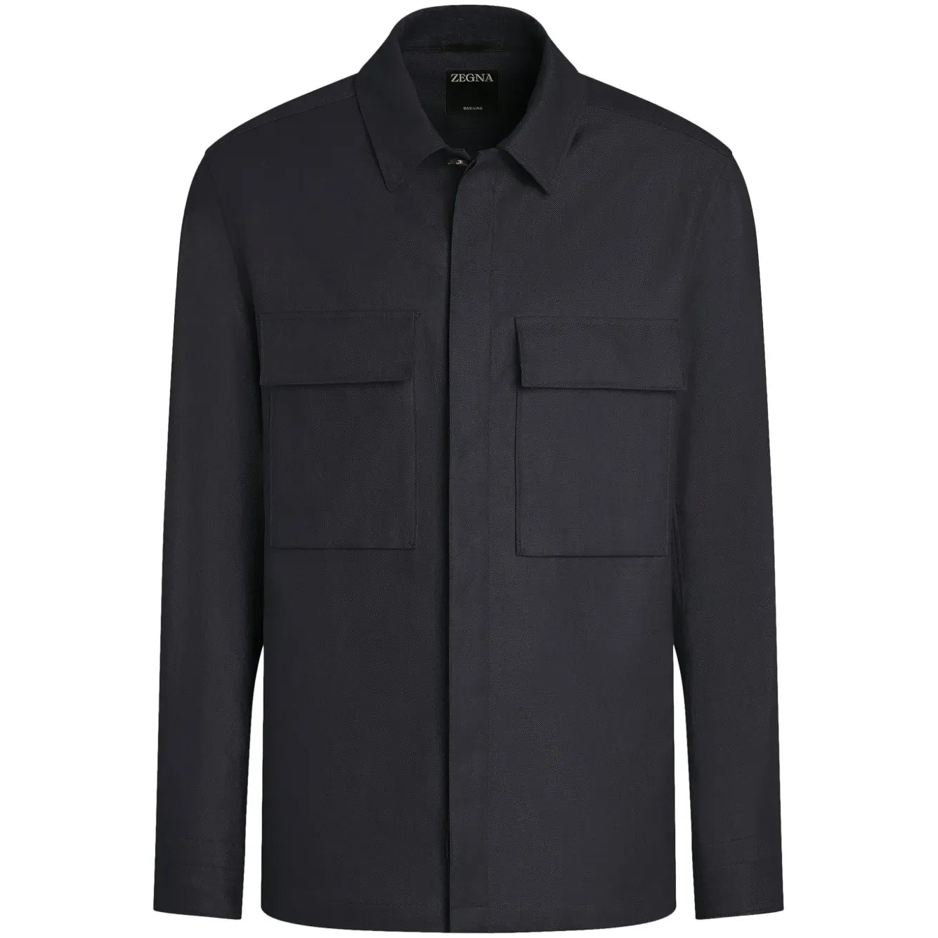 Chemise Zegna en lin à manches longues - Bleu Marine