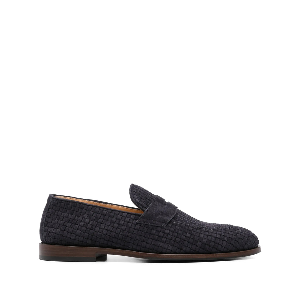Mocassin Brunello Cucinelli - en Daim avec Tissage - Bleu