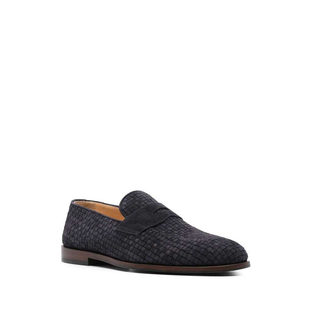 Mocassin Brunello Cucinelli - en Daim avec Tissage - Bleu
