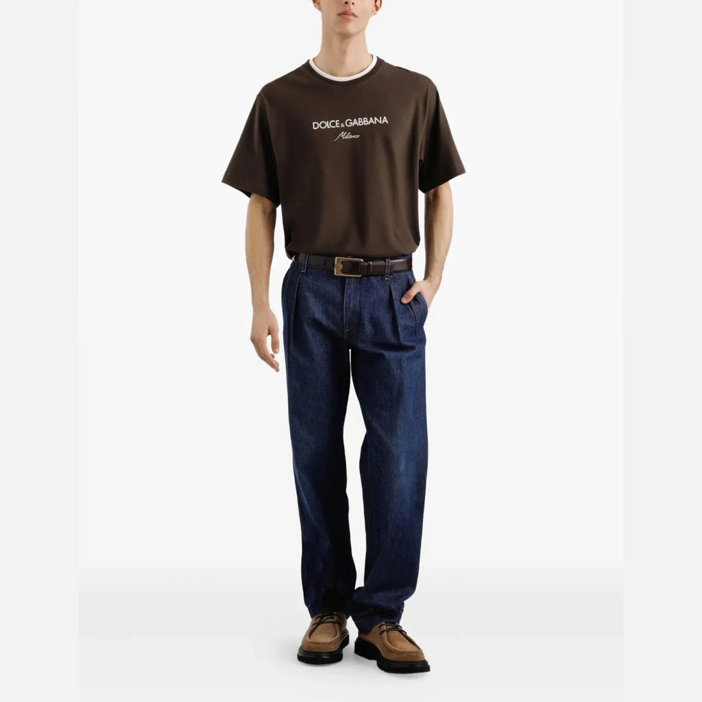 T-Shirt Dolce & Gabbana - Logo Brodé - Marron