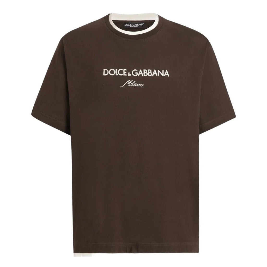 T-Shirt Dolce & Gabbana - Logo Brodé - Marron