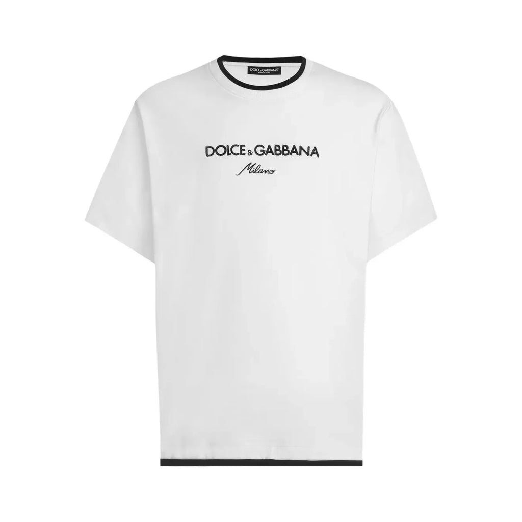T-Shirt Dolce & Gabbana - Logo Brodé - Blanc