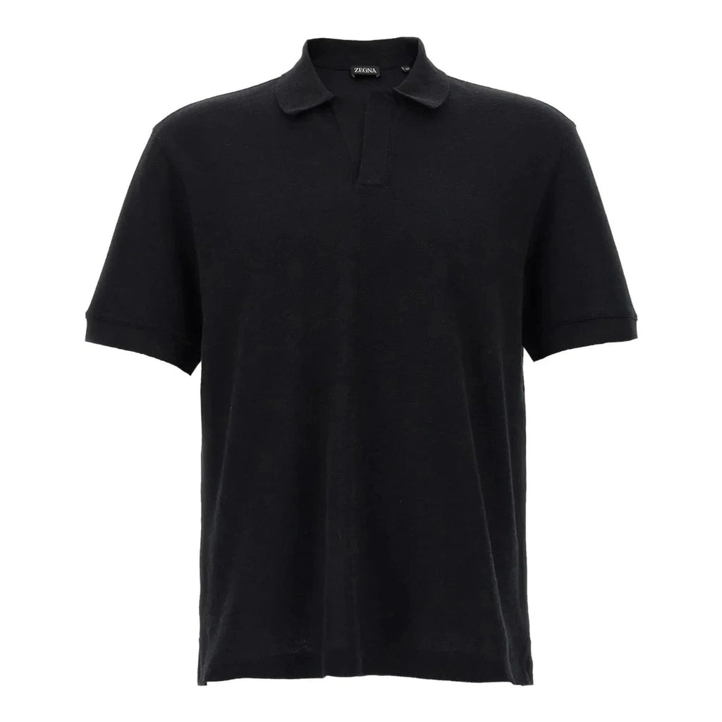 Polo Zegna - Col V- Coton - Noir