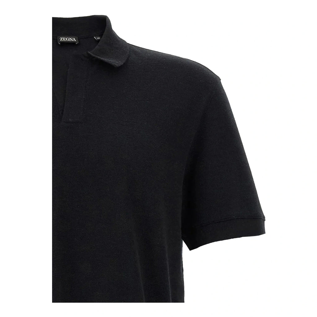 Polo Zegna - Col V- Coton - Noir