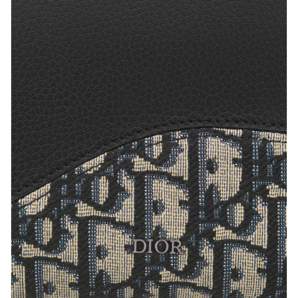 Portefeuille Dior - zippé long Saddle - Oblique beige et noir