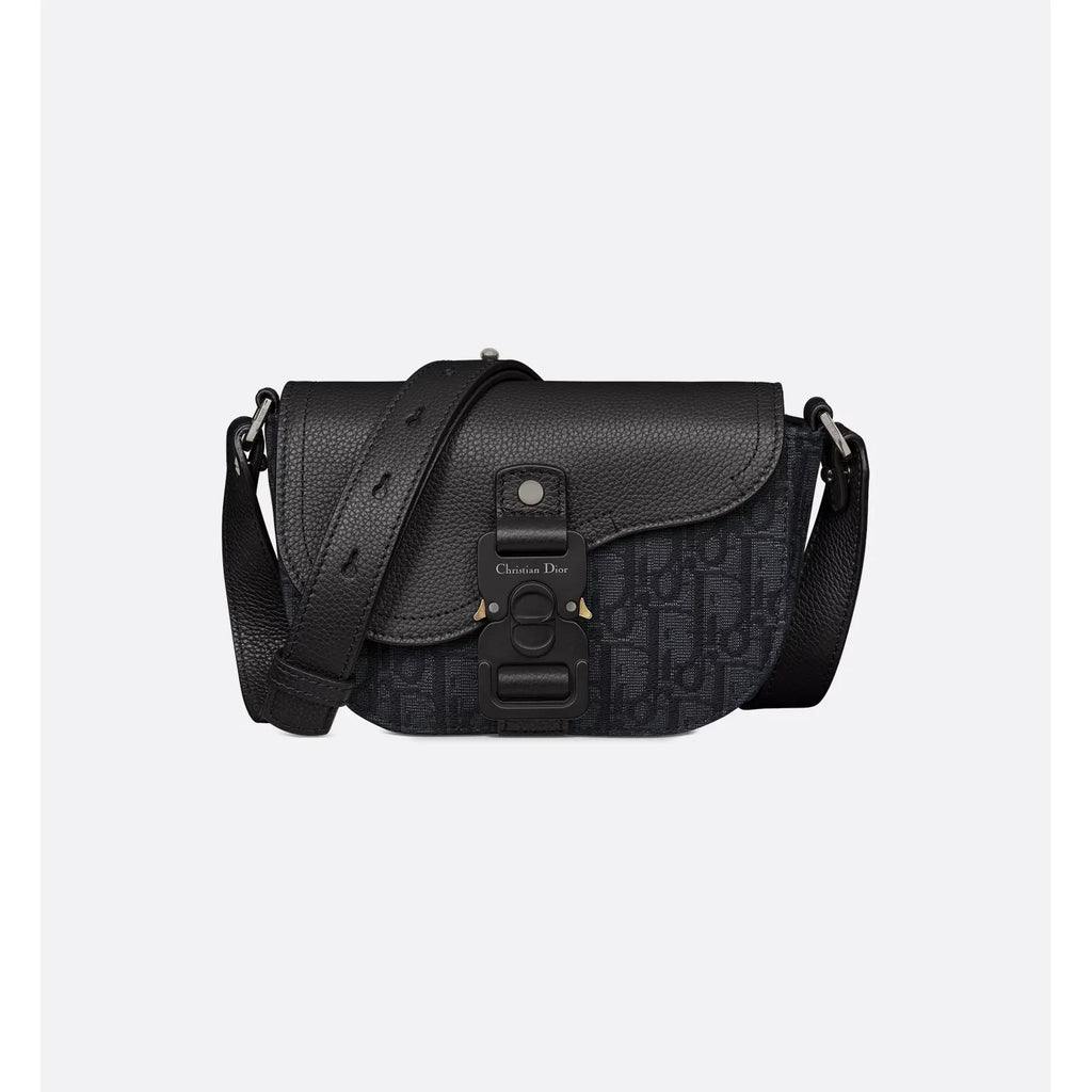 Sacoche Dior - Messenger à rabat Noir - Bleu Foncé