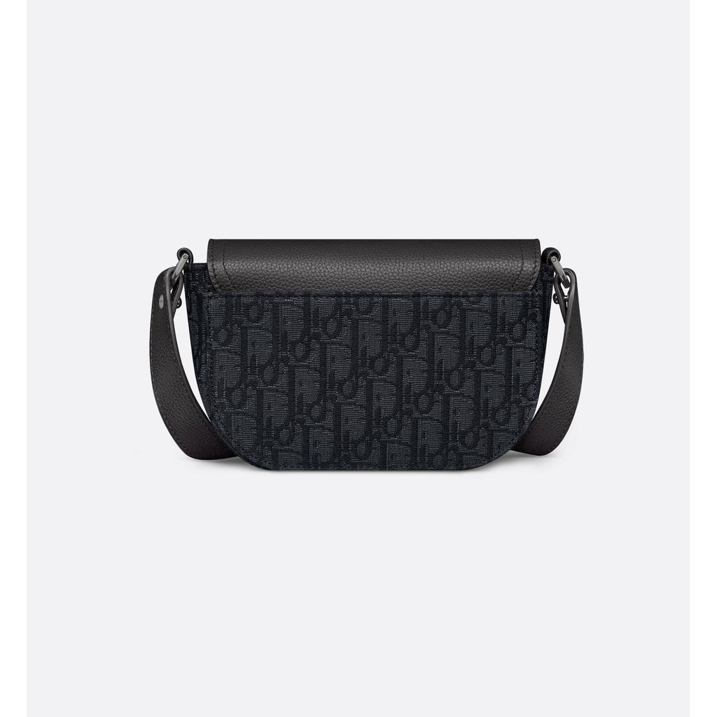 Sacoche Dior - Messenger à rabat Noir - Bleu Foncé