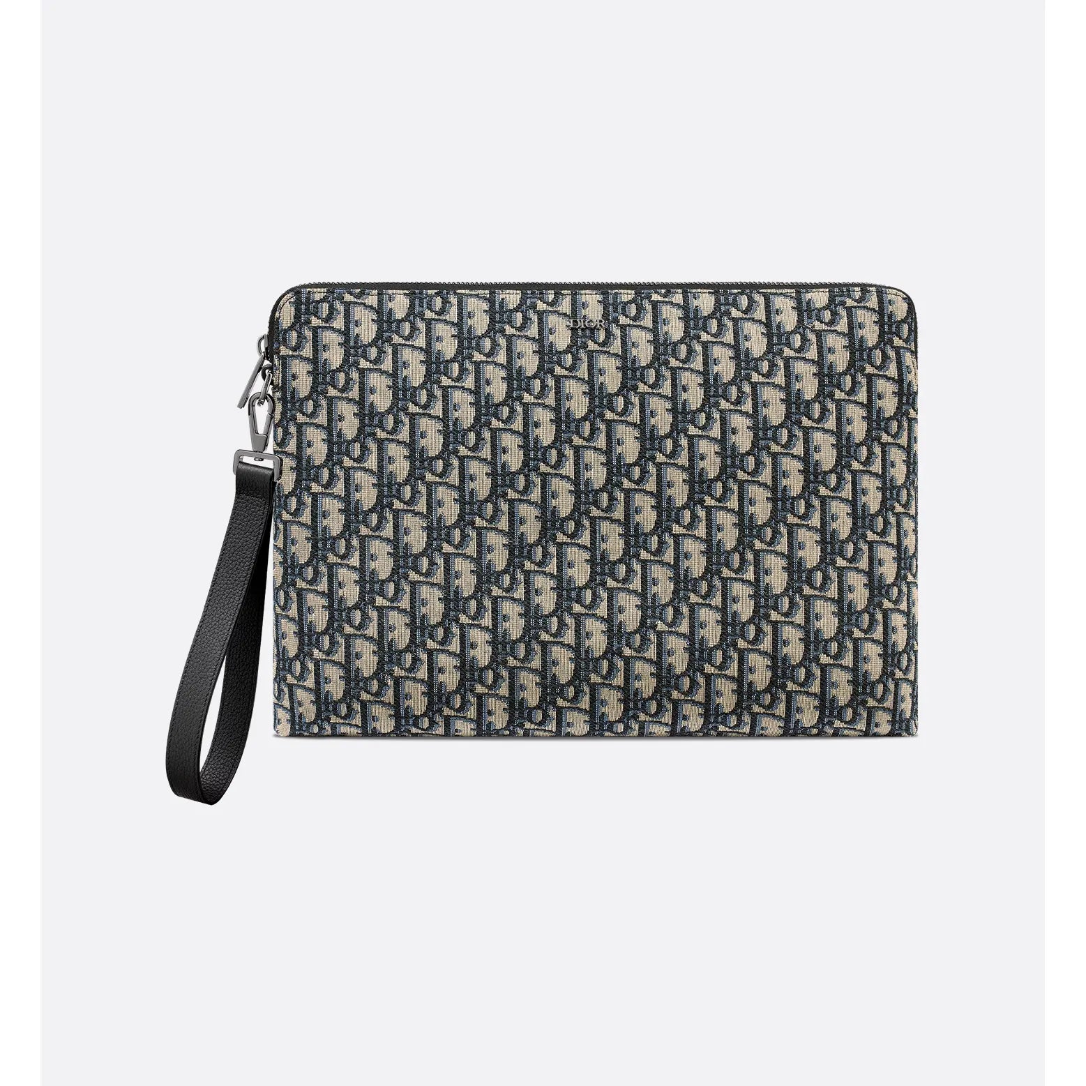 Pochette Dior - zippée A4 - Oblique beige et noir