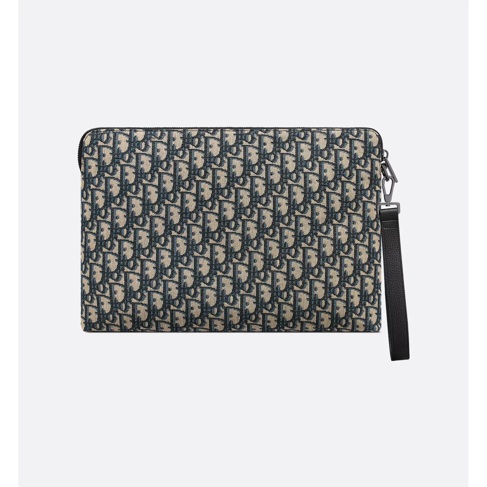 Pochette Dior - zippée A4 - Oblique beige et noir