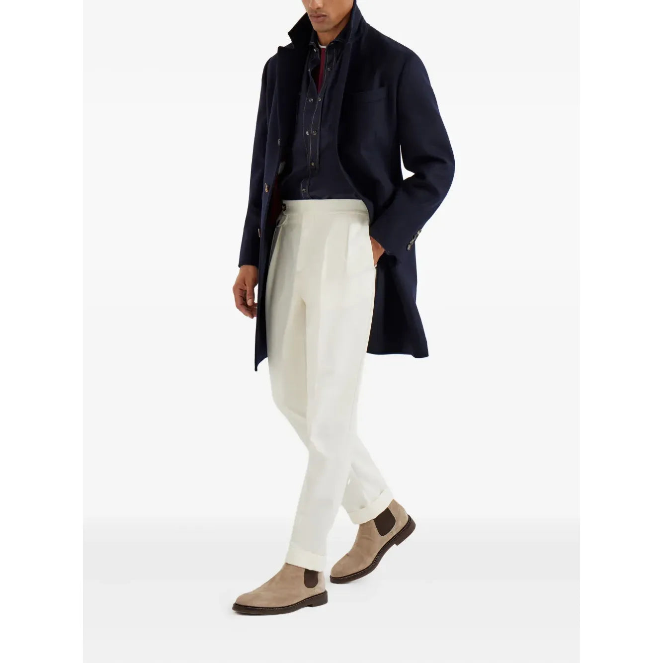 T-Shirt Brunello Cucinelli - Col Contrastant - Bordeaux