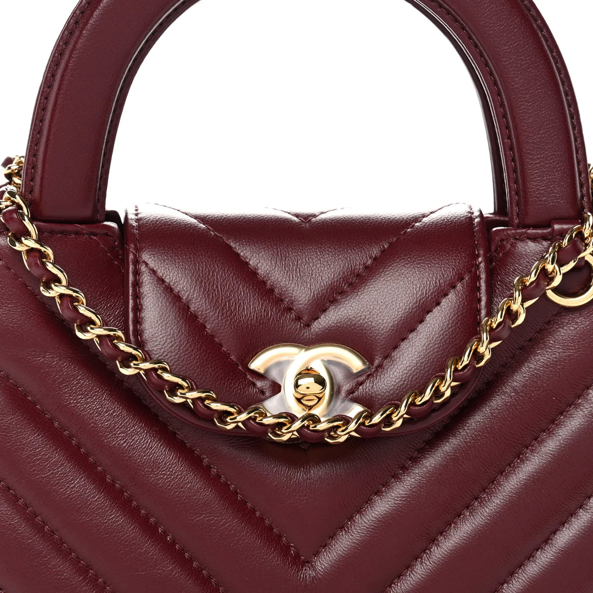 Sac Chanel - Mini Tote Bag Shiny Lamb - Bordeaux