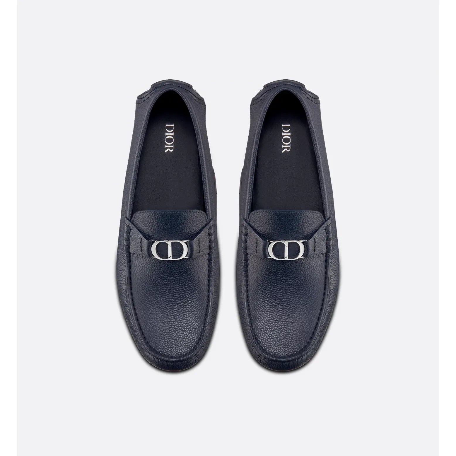 Mocassin Dior - Cuir de veau grainé - Bleu Marine