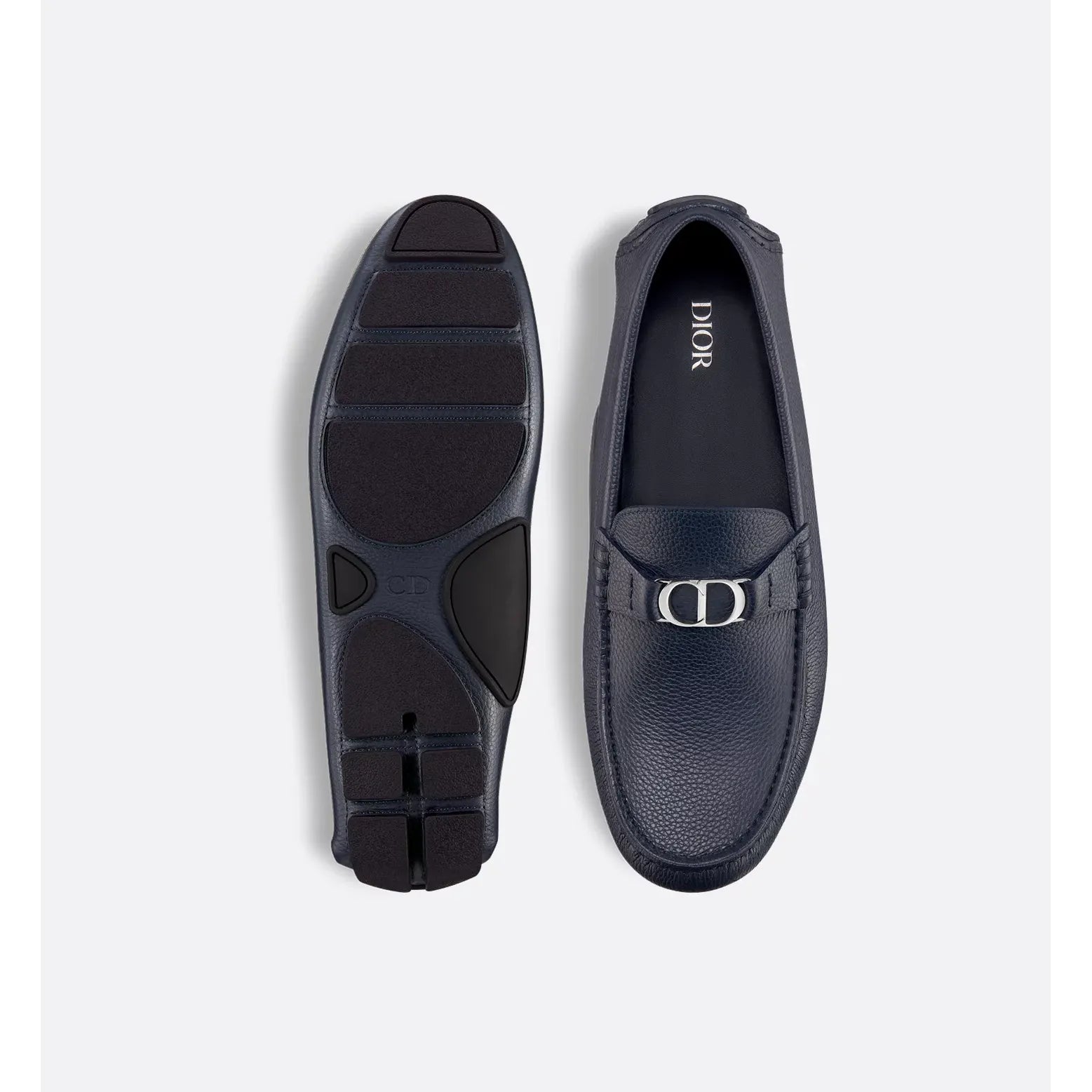 Mocassin Dior - Cuir de veau grainé - Bleu Marine