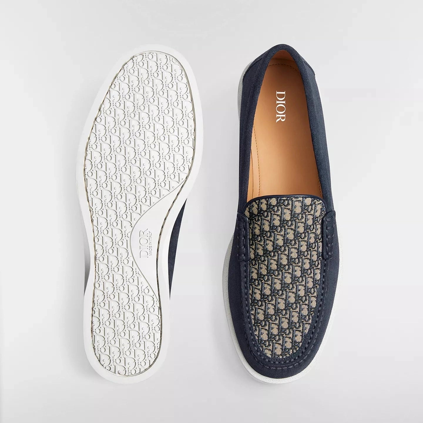 Mocassins Dior - Granville - Toile Jacquard - Bleu Marine