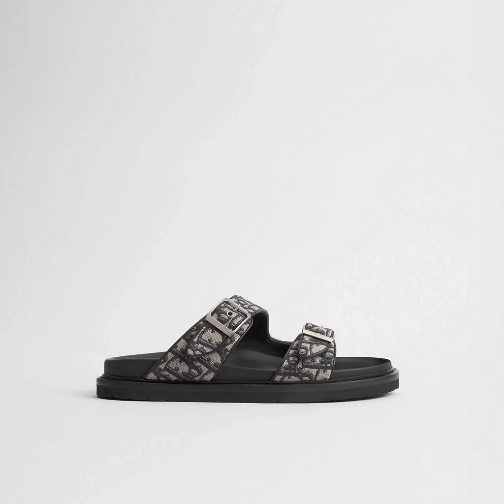Sandales Dior Aqua - Toile jacquard Dior Oblique beige et noir