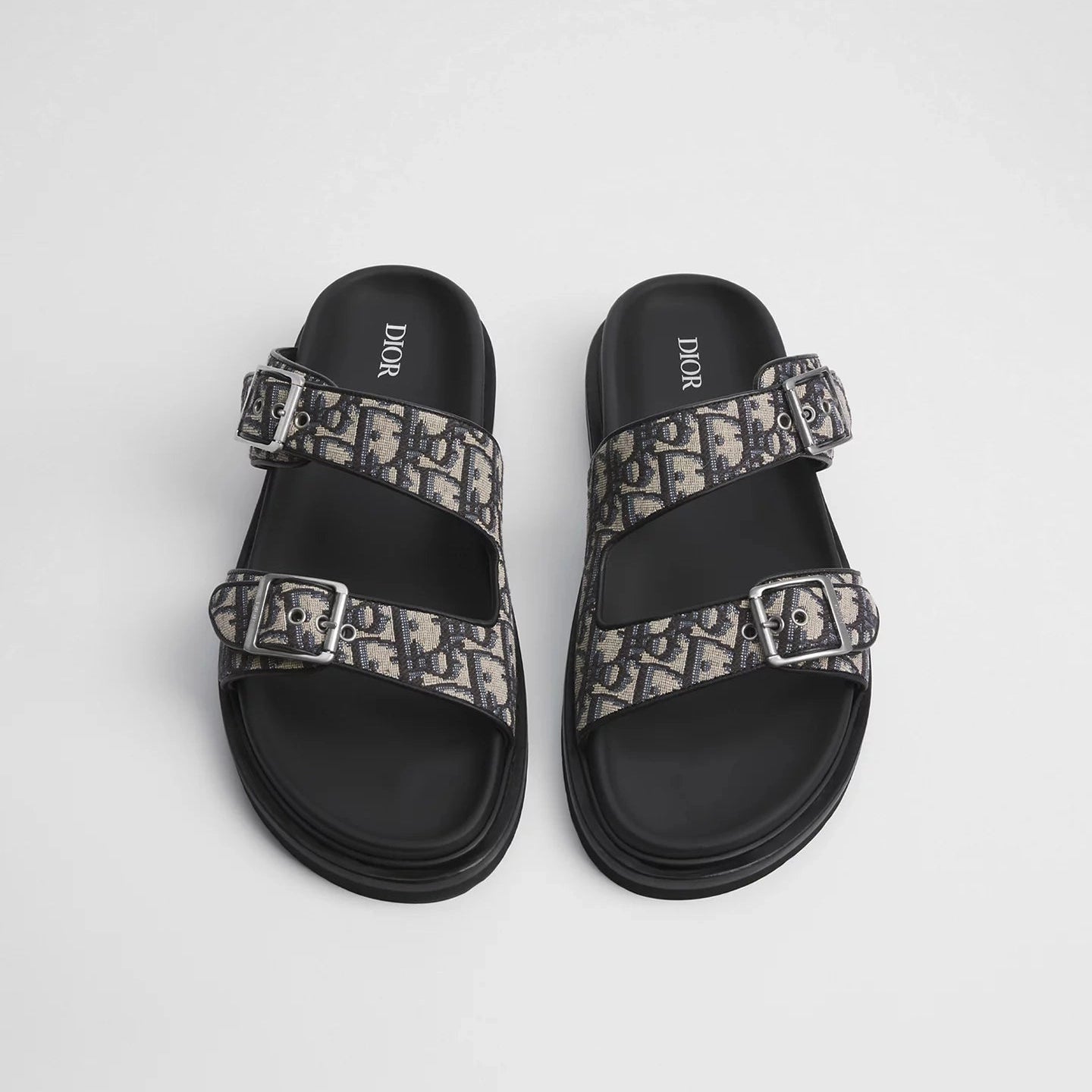Sandales Dior Aqua - Toile jacquard Dior Oblique beige et noir