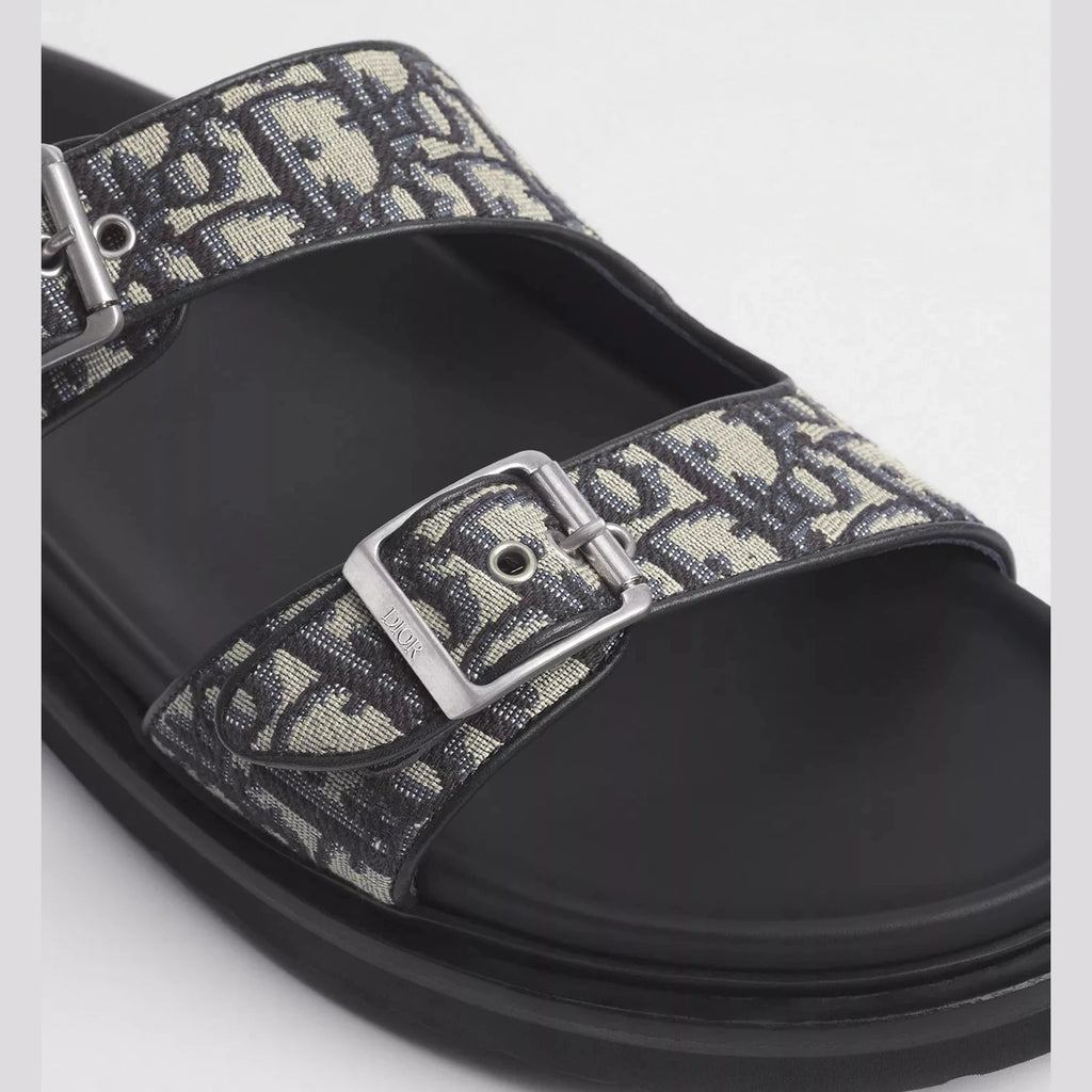 Sandales Dior Aqua - Toile jacquard Dior Oblique beige et noir