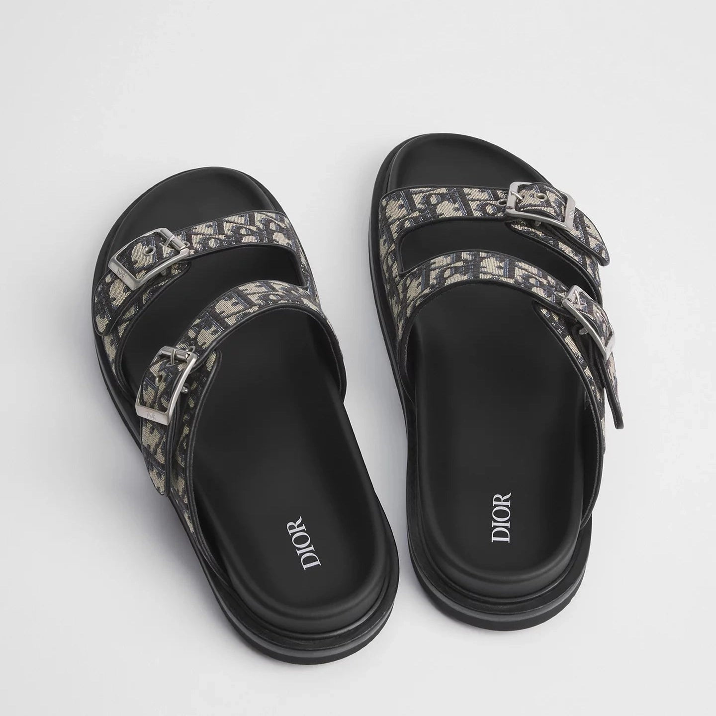 Sandales Dior Aqua - Toile jacquard Dior Oblique beige et noir