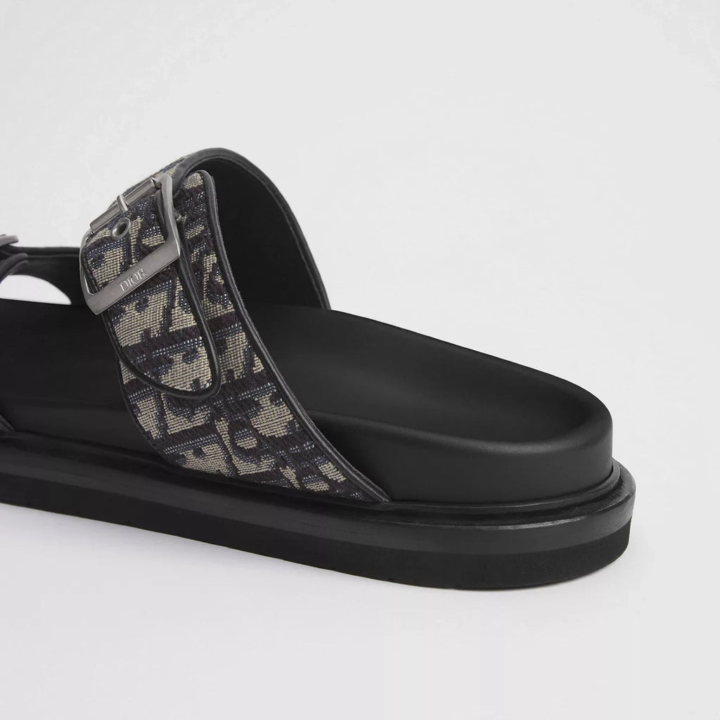 Sandales Dior Aqua - Toile jacquard Dior Oblique beige et noir