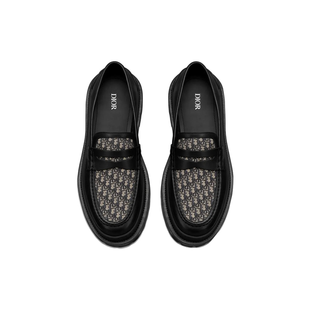 Mocassin Dior - Explorer Jacquard Oblique - Noir / Beige