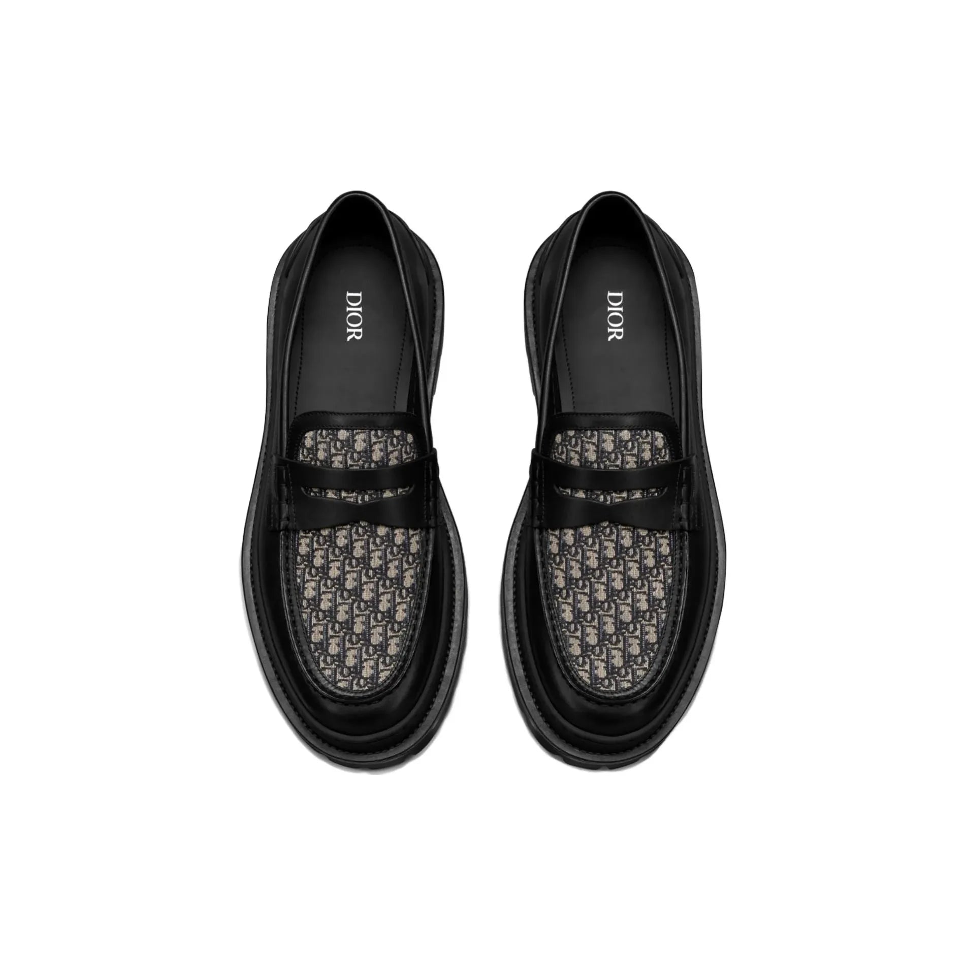 Mocassin Dior - Explorer Jacquard Oblique - Noir / Beige