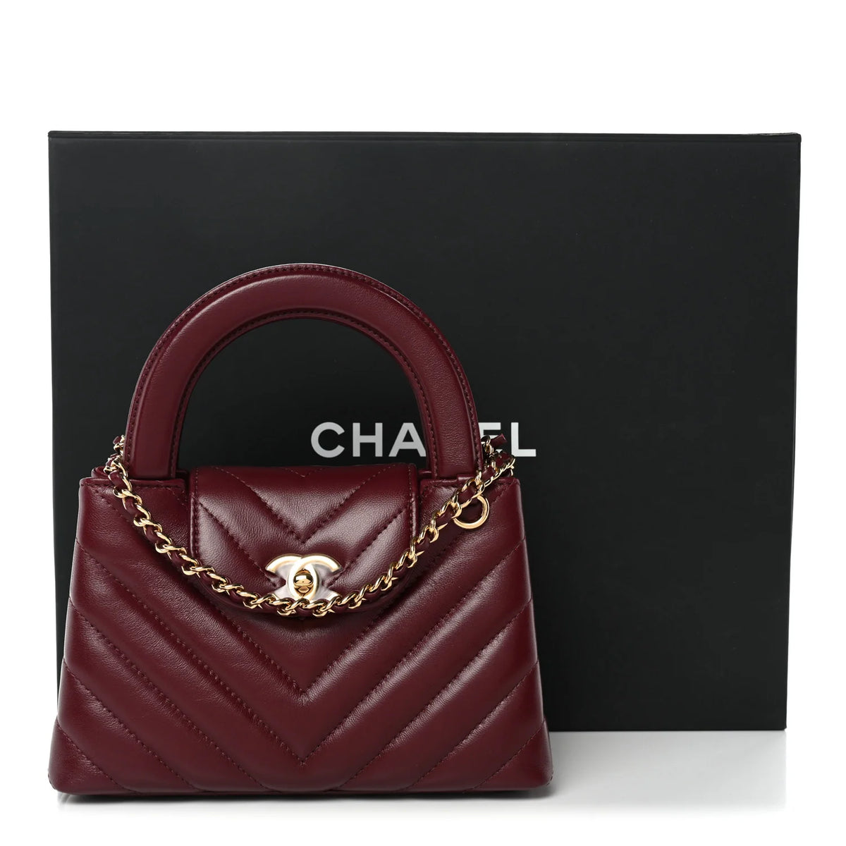 Sac Chanel - Mini Tote Bag Shiny Lamb - Bordeaux