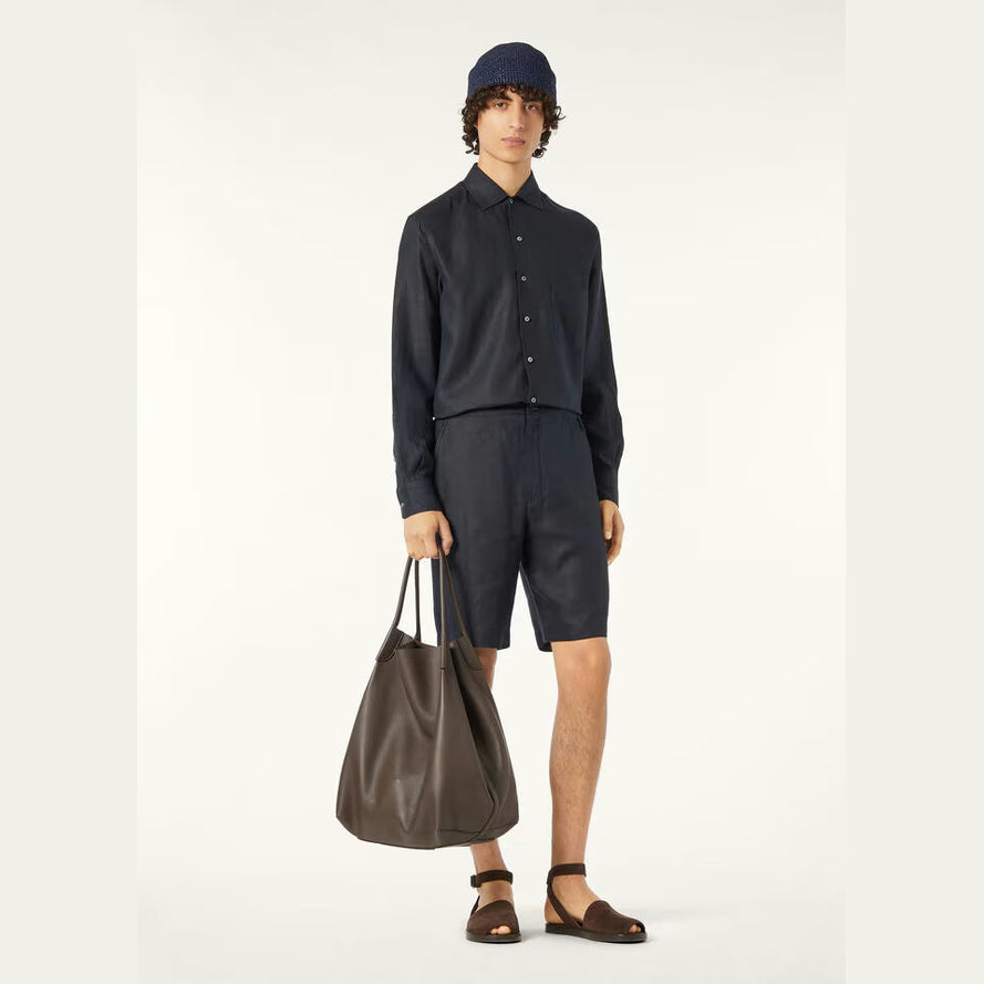Chemise Loro Piana - André - Lin - Bleu Marine